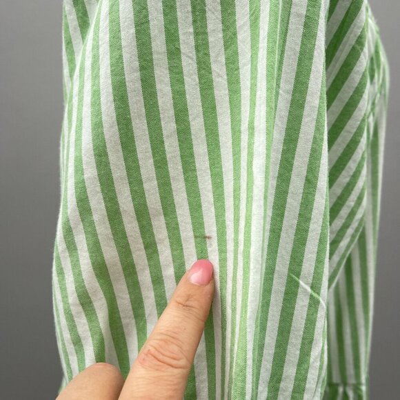 Beachlunchlounge Women Back Bow Babydoll Dress Balloon‎ Sleeve Striped Green L - Picture 11 of 15